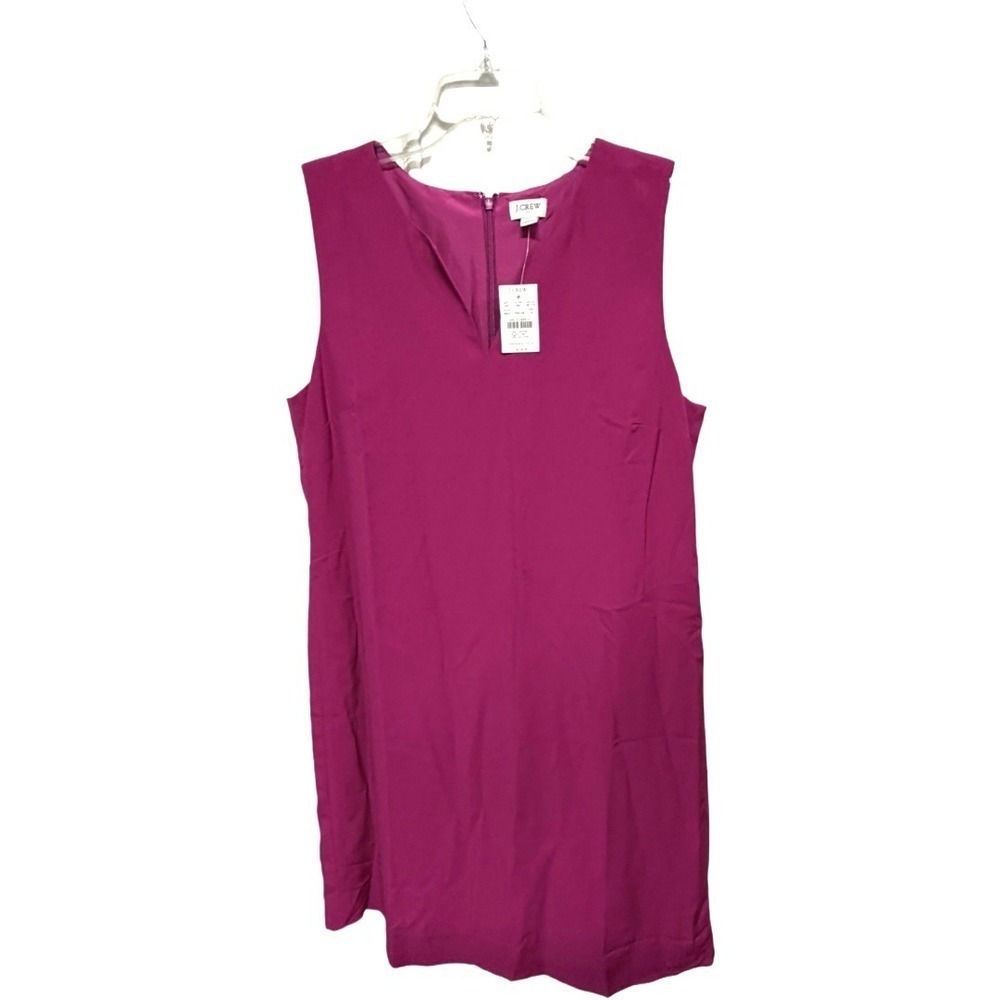 J. Crew Fuchsia Pink Slit Neck Sleeveless Mini Dress NWT Size 14 Business Casual